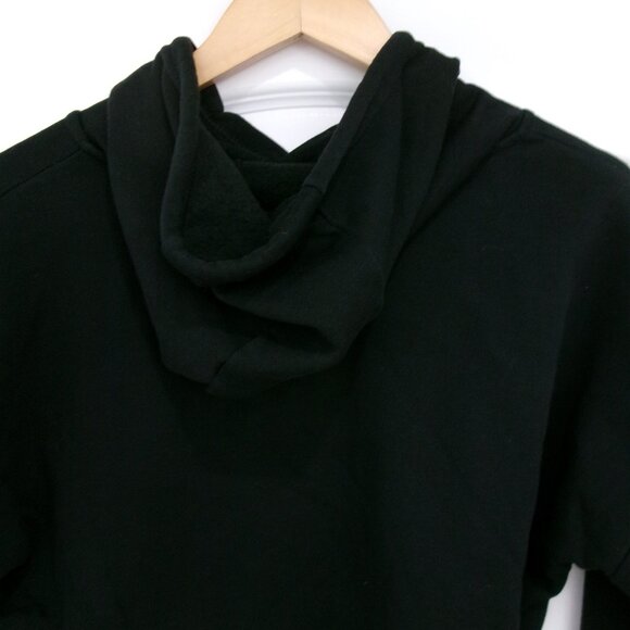 New Eddie Valentin Black Cropped Oversize Sparkly Crystals Studs Heart Hoodie M - Picture 8 of 10